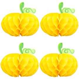 Gyufise 6Pcs Pumpkin Table Centerpieces Paper Pumpkin Honeycomb Pumpkin Centerpieces 3D Tissue Pumpkins Hanging Decoration for Thanksgiving Fall Festival Party Supplies Yellow