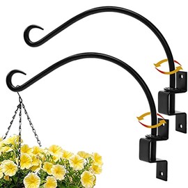 Swivel Plant Hangers Outdoor (2 Pack 12 Inches) - Black Iron Plant Hanging Hook Bracket for Flowers Baskets Planter Pots Bird Feeder Lanterns Wind Chimes