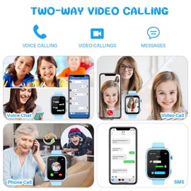 OKYUK T45 Smartwatch Children, 4G Children's Smartwatch, GPS Tracker Children, Watch Children Boy, Children's Watch with Video Phone Call, School Mode, SOS Function, Camera and Pedometer (Blue, T45)