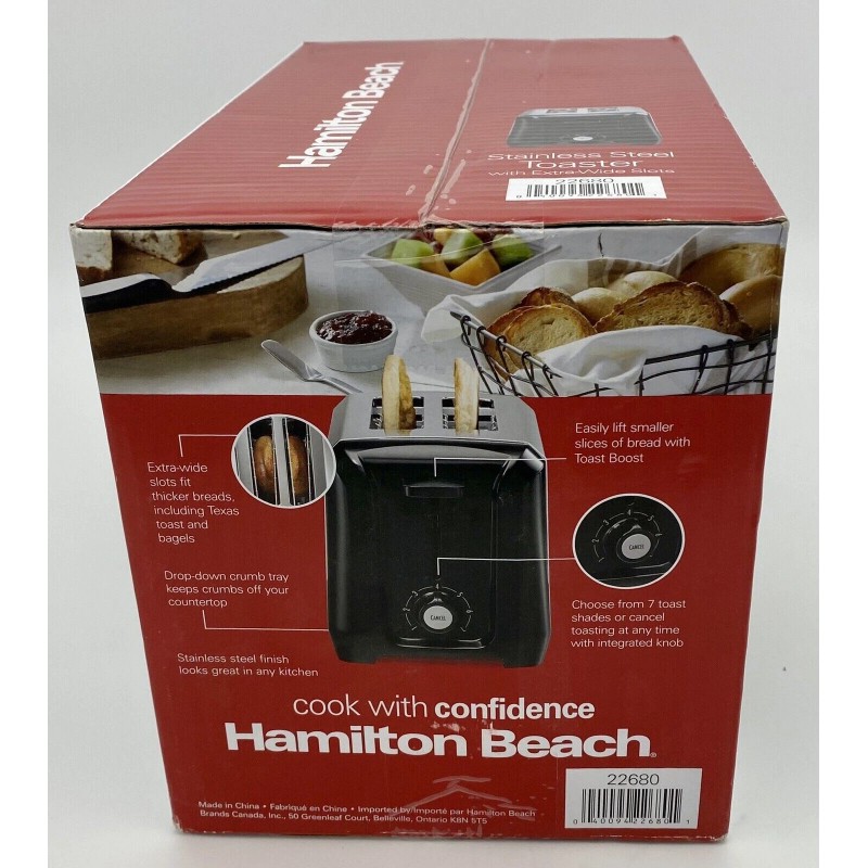Hamilton Beach 2 Slice Toaster with Wide Slots, Bagel Function,