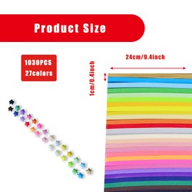 Bojueshaw 27Color Quilling Paper Kit,1030pcs Stars Paper Strips,Origami Starter Set for Kids Arts DIY Craft Projects Card Design
