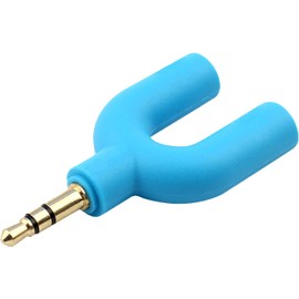 Blue U3 3.5mm Headphone Splitter Adapter Audio Converter Practical Fast Transmission Metal 1 Male to 2 Female Jack Splitter for Earphone Headphones, Earbuds and Accessories