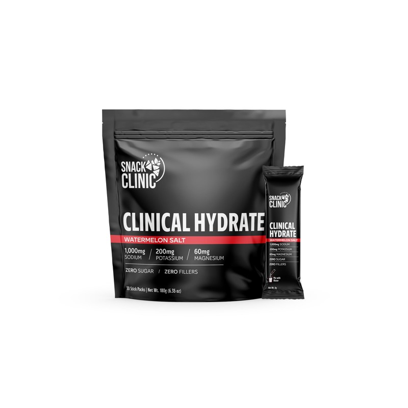 Polvo de electrolitos Clinical Hydrate, sabor a sandía y sal,