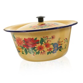 Mobestech Retro Enamel Mixing Bowl Lard Oil Storage Canister Decorative Bowl Large Capacity Enamel Basin