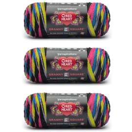 Generic Red Heart All in One Granny Square Aran - Neon Lights Yarn - 3 Pack of 250g/8.8oz - 100% Acrylic - #4 Worsted (Medium) - 381m/417Yards - for Knitting, Crochet and Amigurumi