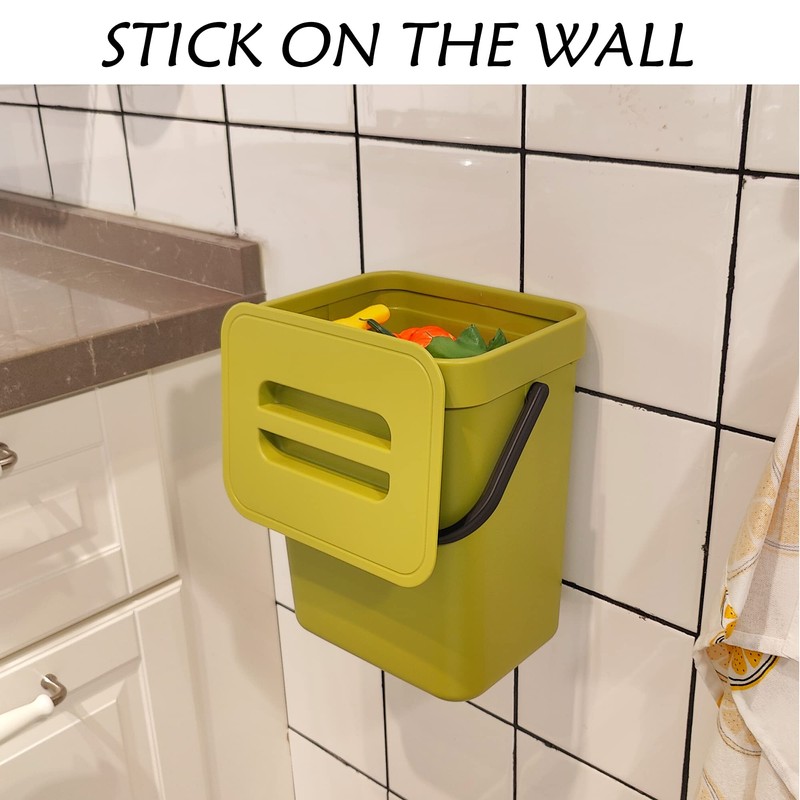 stonespace Small Kitchen Trash Can with Lid, Compost Bin Indoor