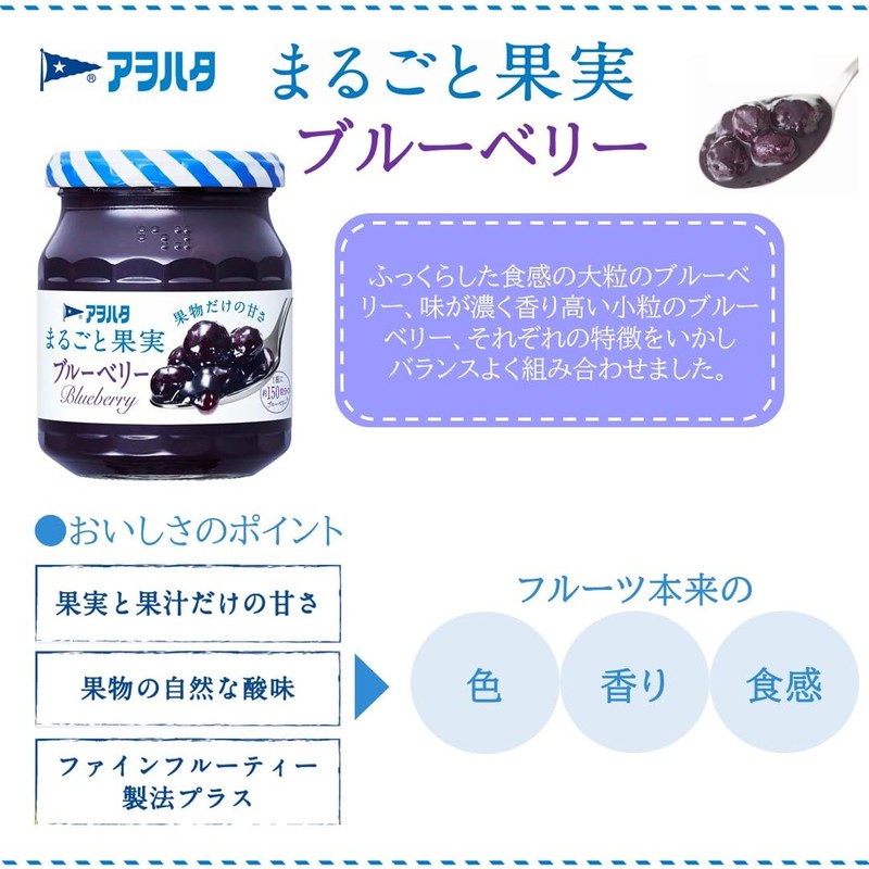 Aohata Sugar-Free Whole Fruit Blueberry, 8.8 oz (250 g) x