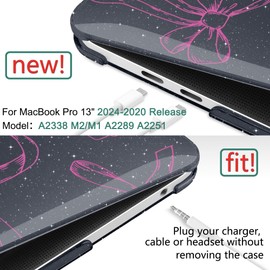 DONGKE for MacBook Pro 13 Inch Case 2023-2016 Release A2338 M2 M1 A2251 A2289 A2159 A1989 A1706 Touch Bar & Touch ID, Hard Shell with USB C to USB Adapter & Keyboard Cover, Black Silk Ribbon