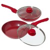 Safe-T-Grip 2-Pack 9" Ceramic Nonstick Frypans – RED