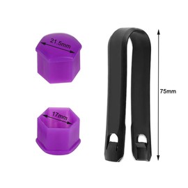 QitinDasen 20 Pieces 17 mm Car Wheel Nut Covers, Universal Car Hub Screw Cap, Hexagonal Tire Nut Cover with Removal Tool (Purple)