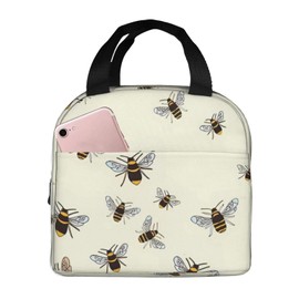 Bees Pattern Lunch Bag for Women & Men Adult Insulated Lunch Box, Small Leakproof Cooler Food Lunch Containers Reusable High Capacity Lunch Tote Bags for Work, Travel, Outdoor
