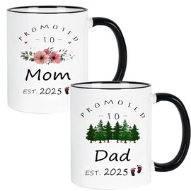 Mom Dad Est 2025 New Parent Gifts Dad Mom Pregnancy Announcement Gift Est 2025 Parent to be Gifts Mom Dad Coffee Mugs