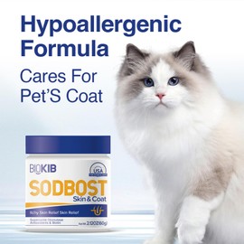 SODBOST Dog Allergy & Itch Relief, Pet Skin & Coat Supplement Powder -SOD Enzyme Skin Relief Formula for Allergy & Itch Relief & Reduces Shedding - Plant-Based, Made in USA - 360 Scoops for a Year