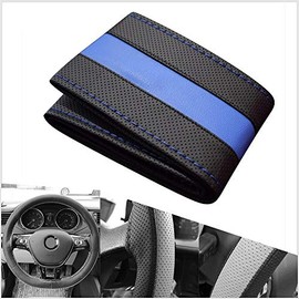 SV523M Steering Wheel Cover Black/Blue for All Steering Wheel Types 37 cm - 39 cm for Lacing