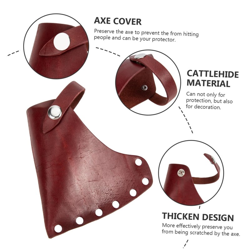 Sosoport 2pcs Cattlehide Hatchet Cover Protective Case for Camping Axe