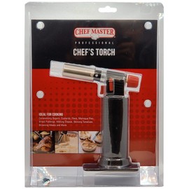 Chef's Cooking Torch by Chef Master, Refillable Cooking Torch Gun for Searing Steak, Meat, Sushi, Creme Brulee, Dessert, BBQ, Craft, Soldering, Self-Igniting Piezo Trigger - 90268(Butane Not Included)