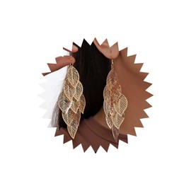 TseenYi Boho Chandelier Leaf Earring Gold Filigree Leaves Drop Earring Metal Hollow Leaves Earring Long Leaves Dangle Tassel Earring Layered Leaves Tassel Earring Jewellery for Women, Zinc