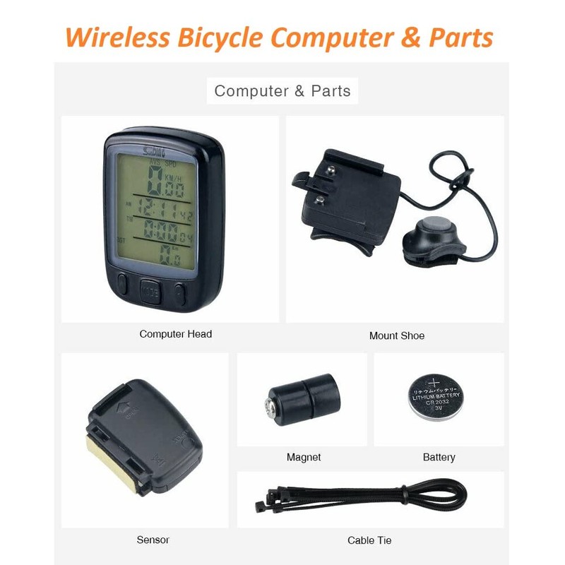 Bike Computer Wireless 28 Functions Waterproof LCD Cycling Computer Speed