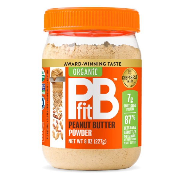 PBfit All-Natural Organic Peanut Butter Powder, Powdered Peanut Spread from Real Roasted Pressed Peanuts, 7g of Protein, 8 Ounce (Pack of 1)