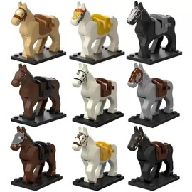 Military Medieval Battlehorse Building Blocks Kit, 10 Pieces Custom War Horse Kit for Mini Figures, Compatible with Building Blocks from Major Brands