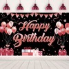 Happy Birthday Party Decoration Backdrop Large Black and Rose Gold