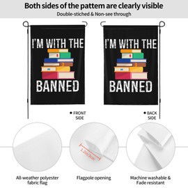 I'M With The Banned Books Flag I'M With The Banned Books Garden Flag Small Garden Flag 12x18 Double Sided Garden Decor Flag For Party