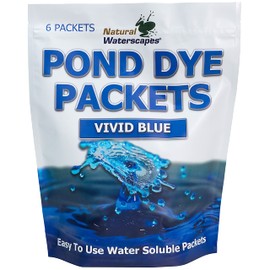 Vivid Blue Pond Dye Packets - 6 Water Soluble Packs of Lake Dye Treatment