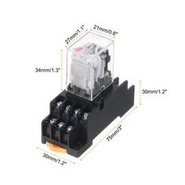 sourcing map 1 Set AC24V Electromagnetic Power Relay 14-Pin AC/DC DPDT 4NO+4NC Relay Coil with Socket Base for Industrial, Home Appliances and DIN Rail System with LED Indicator