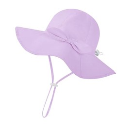 DRESHOW Baby Sun Hat Toddler Sun Protection Beach Cap with Bow Wide Brim Unisex Summer Bucket Hats with Chin Strap UPF 50+