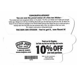 Ron Jon Surf Shop Cocoa Beach "One Of A Kind" Decal Bumper Sticker