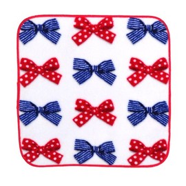 COLORFUL CANDY STYLE N8604120 Handkerchief Towel, Set of 2 with Same Pattern, Imabari Polka Dot and Striped French Ribbon