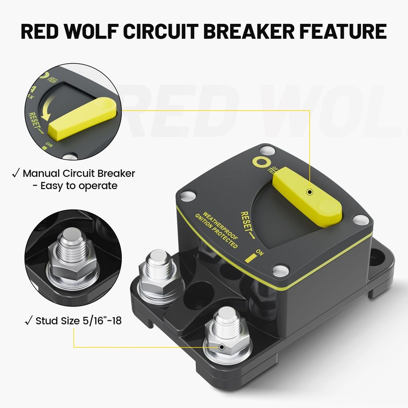 RED WOLF BS6080 80A Amp Circuit Breaker W/Manual Reset Switch