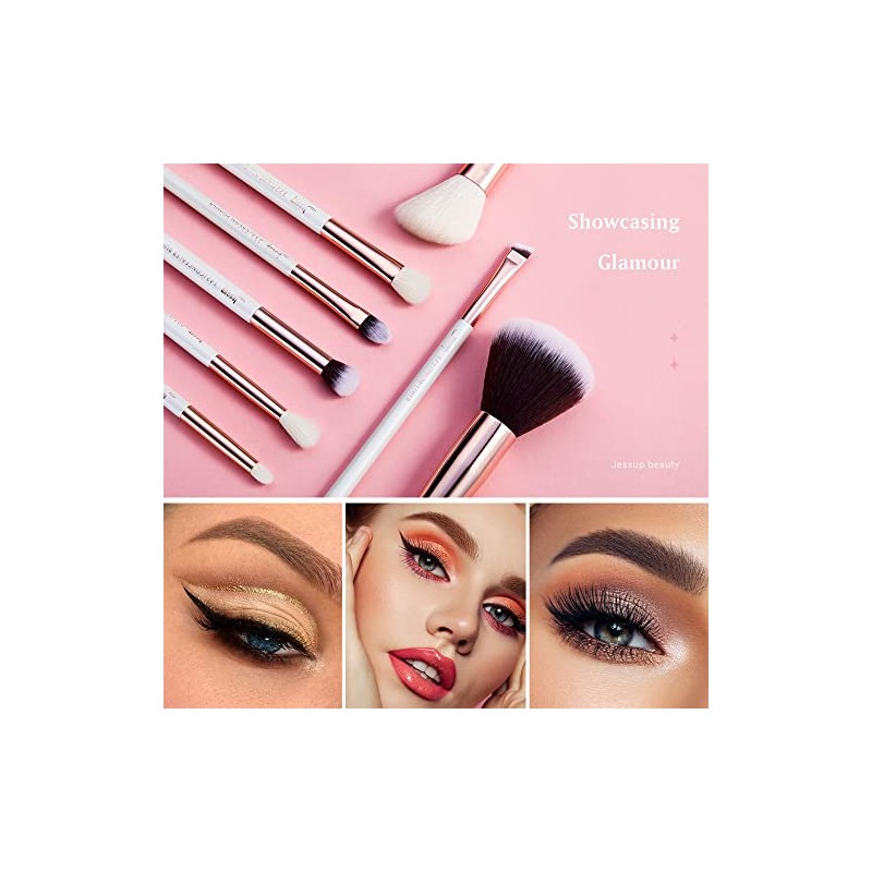 Jessup Juego Pinceles Maquillaje Profesional Piezas Blanco Base Polvo Natural