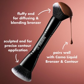 e.l.f. e.l.f. Liquid Bronzer & Contour Duo Brush, Silky Highly Pigmented Formula with Dual-ended Makeup Brush, Synthetic Bristles, 100% Vegan and Cruelty-Free