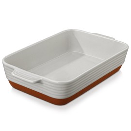 MALACASA Lasagne Dishes for Oven, 4.8 Qt Ceramic Oven Dish with Handles, 9 x 13 Inch Deep Rectangular Baking Dish Casserole Dishes, Grey Lasagna Pan Bakeware for Roasting, Series TARA