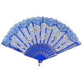 Rbenxia Rbenxia Elegant Rose Lace Floral Folding Hand Fans 9 Inch 10 Pieces Random Color Suitable For Wedding Dancing Church Party Gifts