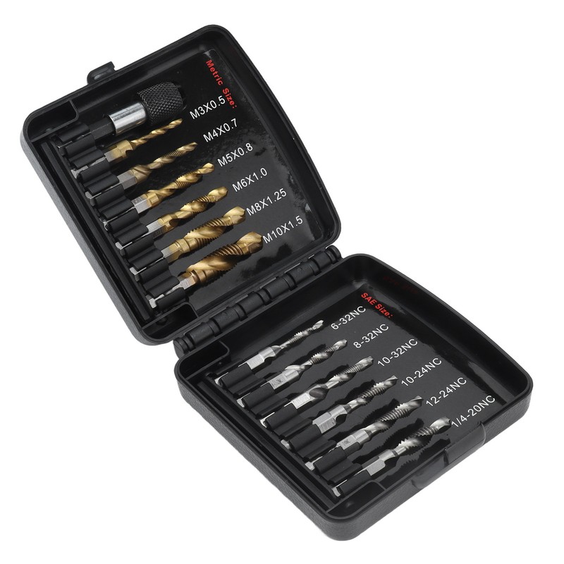 Combined Tap Drill Bit Set HSS Metric Ti Plated System