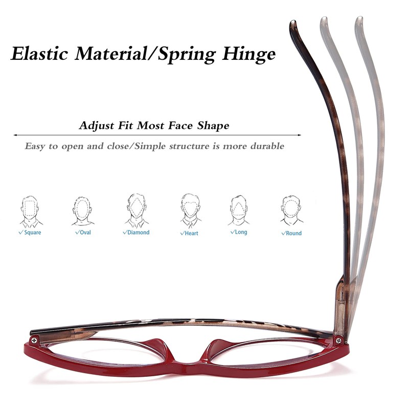 EYEURL 4-Pack Cat Eye Reading Glasses for Women Blue Light