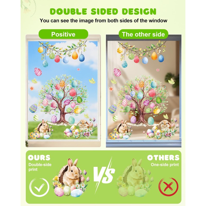 JMHACHY Easter Window Clings Decorations - 9 Sheets Easter Egg