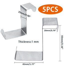 Kyuionty 5 Pcs Over The Door Hooks Z-Shaped Hanging Hooks Dual Head Fits 3/4" and 1-3/4" Door Widths, Stainless Steel Reversible Single Hanger Hook for Door, Kitchen, Cabinet, Cupboard, Drawer