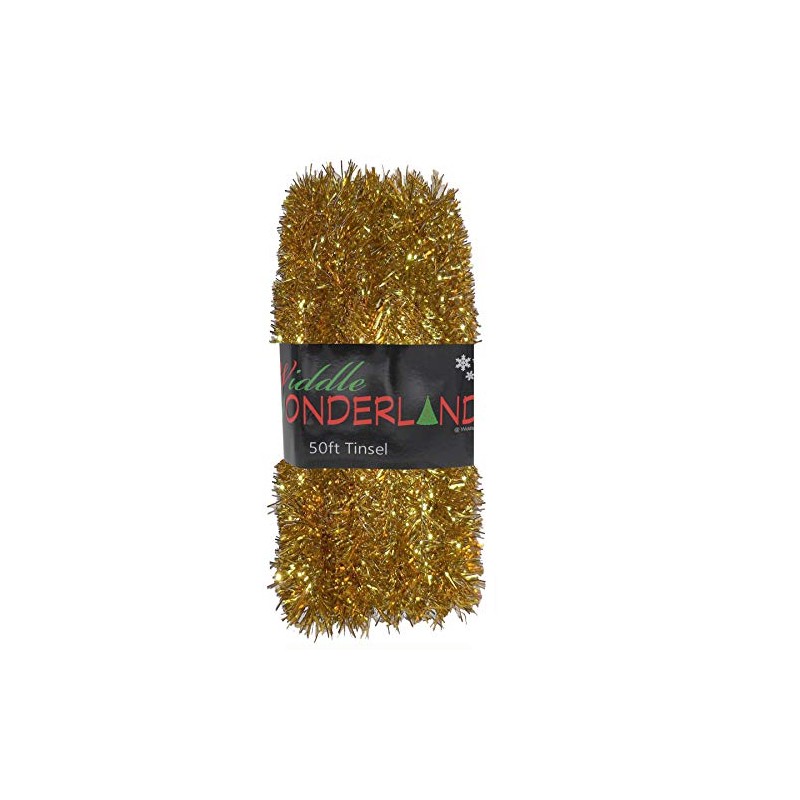 50ft x 3cm Gold Tinsel Extra Long 15 Metre Christmas