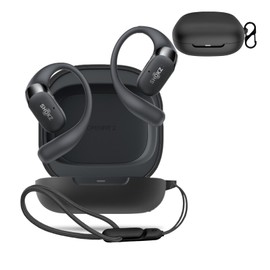 NOUKAJU for SHOKZ OpenFit 2 Case Cover, Earphone Protective Cover(with Carabiner + Lanyard) Drop-Proof,Shock-Proof,Dust-Proof,Protective Case for SHOKZ OpenFit 2(Black)