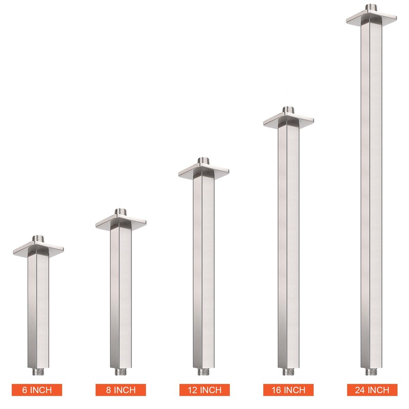 HarJue Ceiling Mounted Shower Arm, Rain Shower Head Square Extension