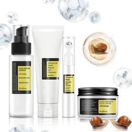 Snail Mucin Skin Care Set For Women, 4 PCS Advanced Snail Mucin Routine Kit For Girls, Skin Care Gift Set With Face Cleanser, Serum, Face Cream, Eye Cream, Moisturizing, Repairing, Anti Aging.