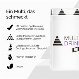 YPSI Multi Drink mit Zink - Multivitamine und Mineralstoffe in Pulverform - Schwarze Johannisbeere-Geschmack - 180g