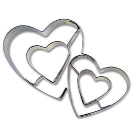 Staedter Embossing Double Heart Shape Cookie Cutter, Silver