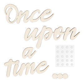 Once Upon a Time Sign, Wooden Reading Corner Decor with 20 Dispensing Glue Once Upon a Time Wall Decal Nursery Sign Kids Room Stickers Decor Aesthetic for Baby Shower Birthday Gift Room Decor