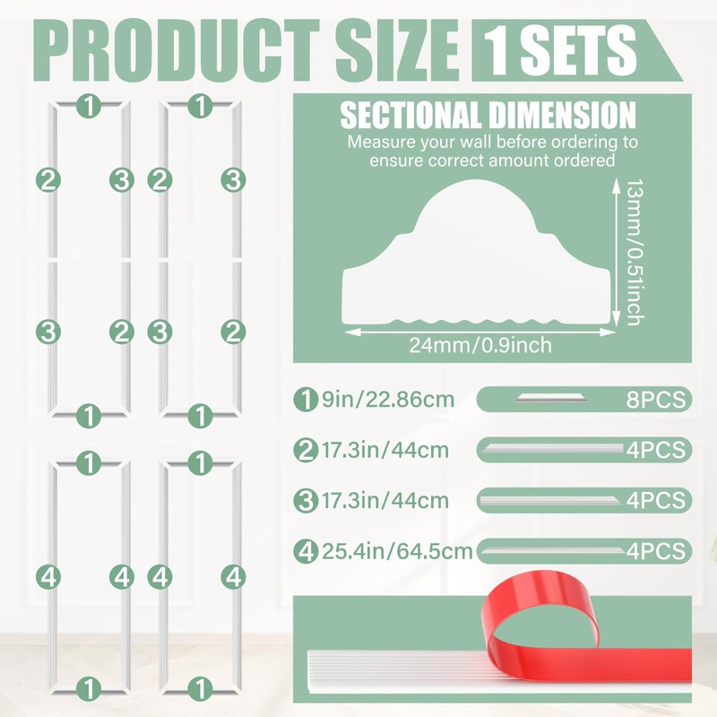 Colingmill 1 Set Peel and Stick Door Moulding Kit 3-Layer