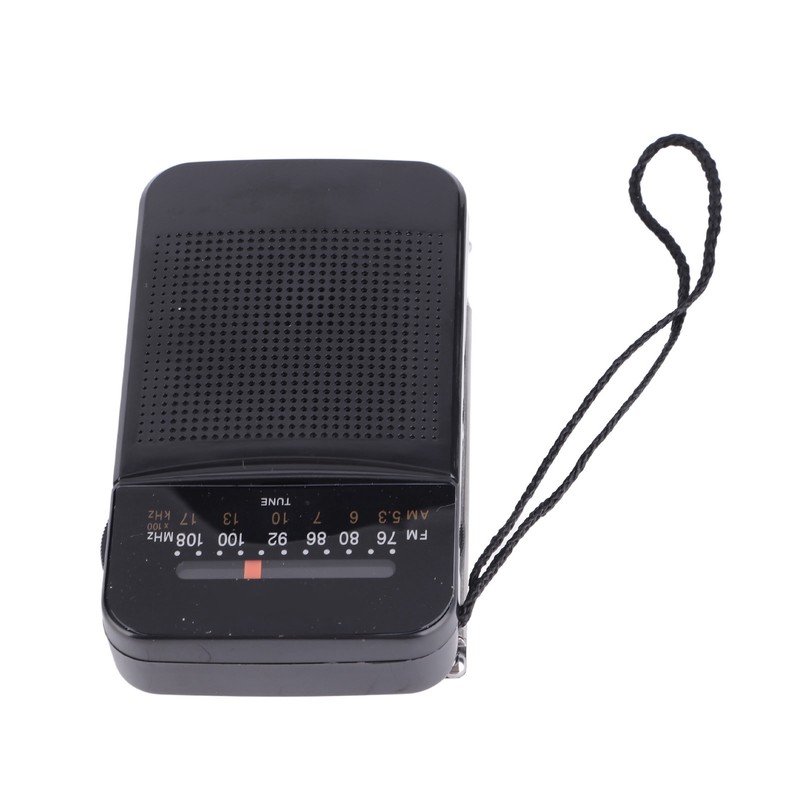 Portable AM FM Radio Black Color Headset Pluggable Built in