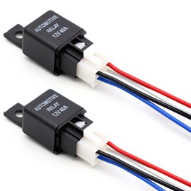 Relay 12V 40A 4 Pole Relay Black Amon Relay Set of 2 12V 40A with Socket and Harness for Car Motor
